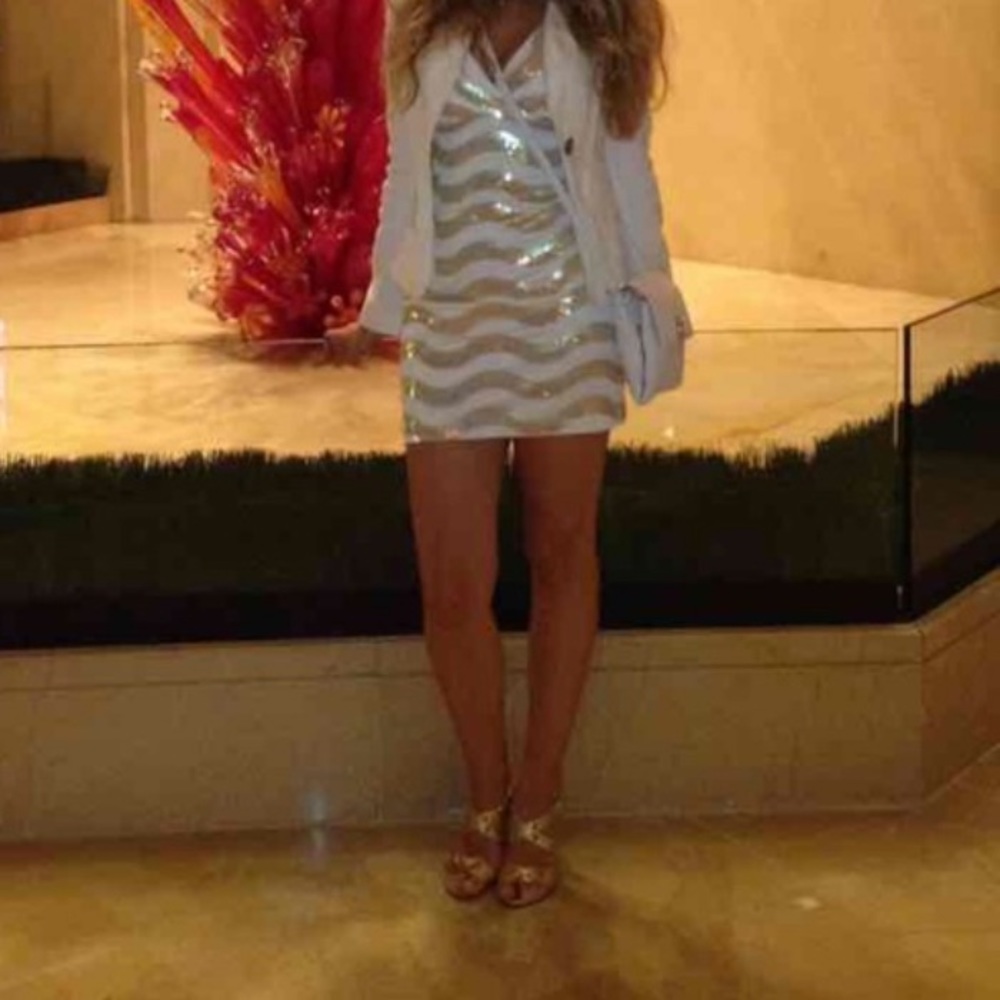 Gold and white dress